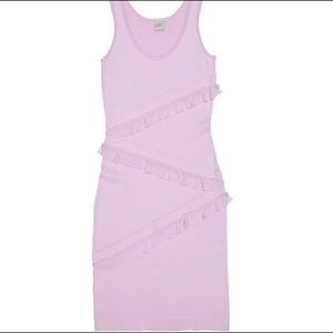 Herve Leger pink bandage dress with ruffles